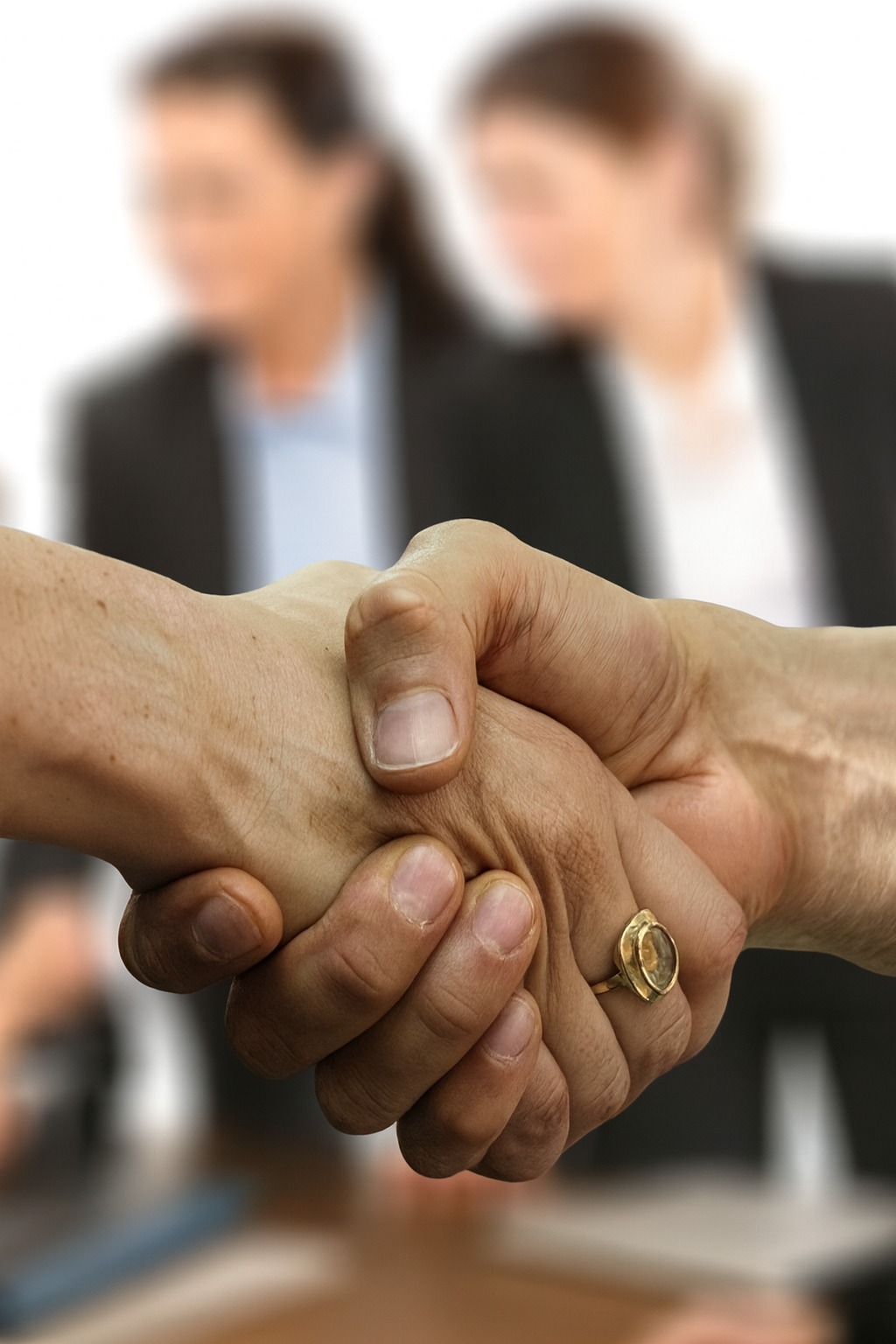Stratégie Poignée de main entre deux professionnels lors d’un rendez-vous d’affaires